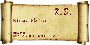 Kincs Dóra névjegykártya